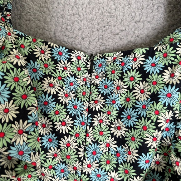 Zara Ruffle Daisy Dress Women XS Floral Puff Sleeve Poplin Cottagecore Feminine - Picture 10 of 12